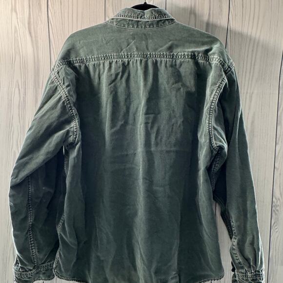 Vtg 90s LL Bean Canada Mens Plaid Flannel Lined Denim Shirt Size XL Distressed - Picture 4 of 10